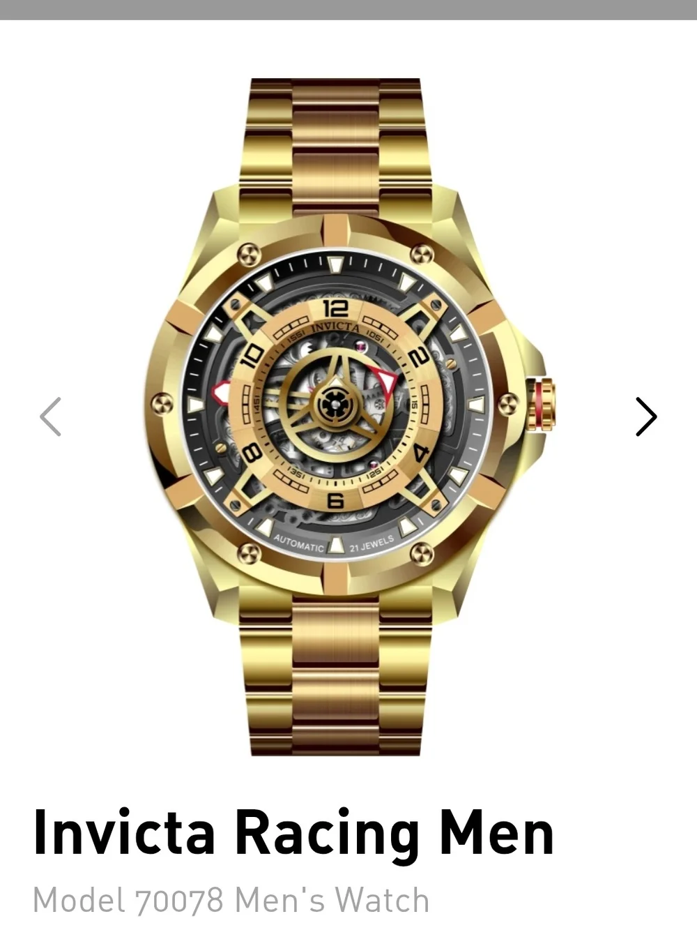 Invicta Gold and Black Skeleton Dial Men's Watch